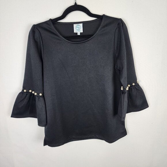 Tracy Negoshian Bell Sleeve Pearl Detail Modest Blouse XS - Picture 1 of 6